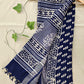  best summer handwoven handloom fabric handblock print organic slub linen saree blue color floral pattern at best price online with blouse piece for office wear or everyday styling!
