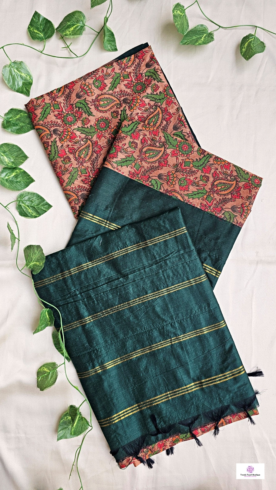 kalyani cotton gadwal kalamkari print peach green saree with temple border is lightweight for office and special function with blouse piece best price