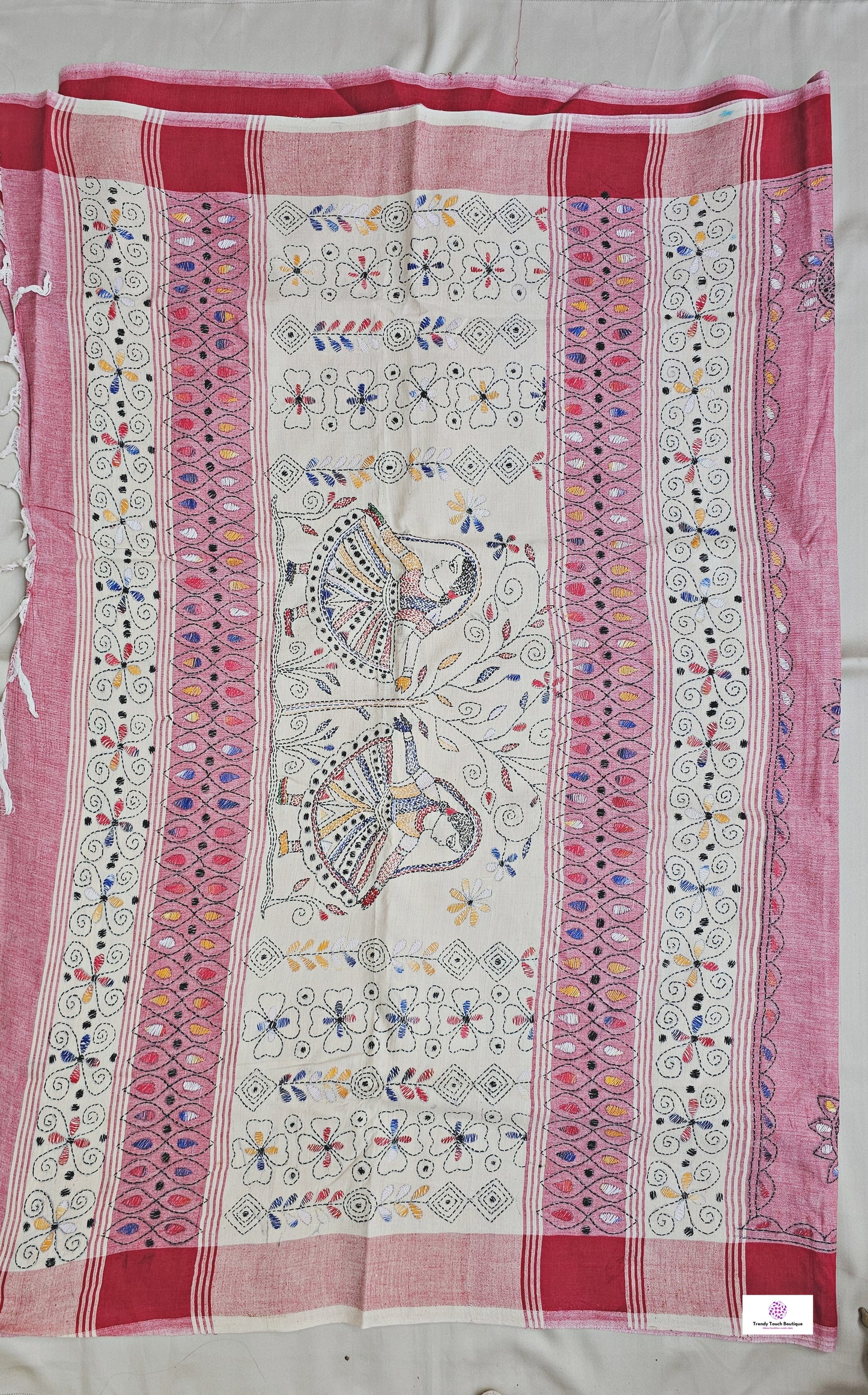 RADHAKRISHNA - KANTHA HANDEMBROIDERED - COTTON SAREE