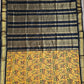 kalyani cotton gadwal kalamkari print yellow black saree lightweight for office and special function with blouse piece best price