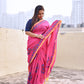 kantha handembroidered pink mulcotton saree with yellow tassel for office wear and casual outing wedding and special functions with blouse piece best price