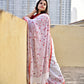 Kantha stitch white and red lightweight soft mulcotton designer saree with blouse piece for office or casual function or wedding in best price