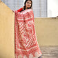 kantha stitch designer blended bangalore silk saree in offwhite and red thread work in traditional design with blouse piece and lightweight, soft, breathable for weddings, anniversary, special function, office events with blouse piece best price