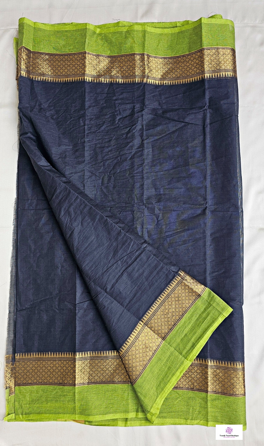 BRINDA - CHETTINAD COTTON SAREE (BLACK & GREEN)