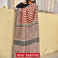 red black beige handblockprinted mulcotton saree best summer fabric saree for office and casual styling with blouse piece best price