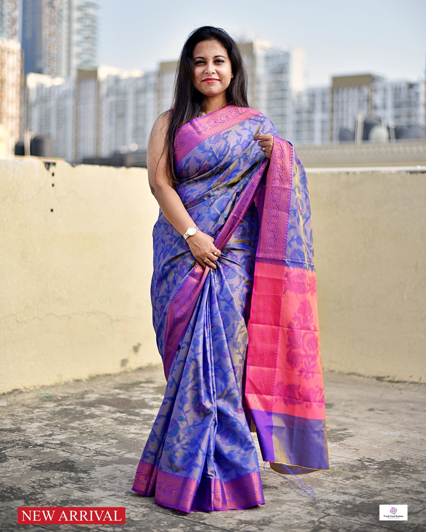 ikkat style digital print blue yellow dual tone and pink pallu soft silk saree for special function, puja and bridal ocassion with blouse piece best price