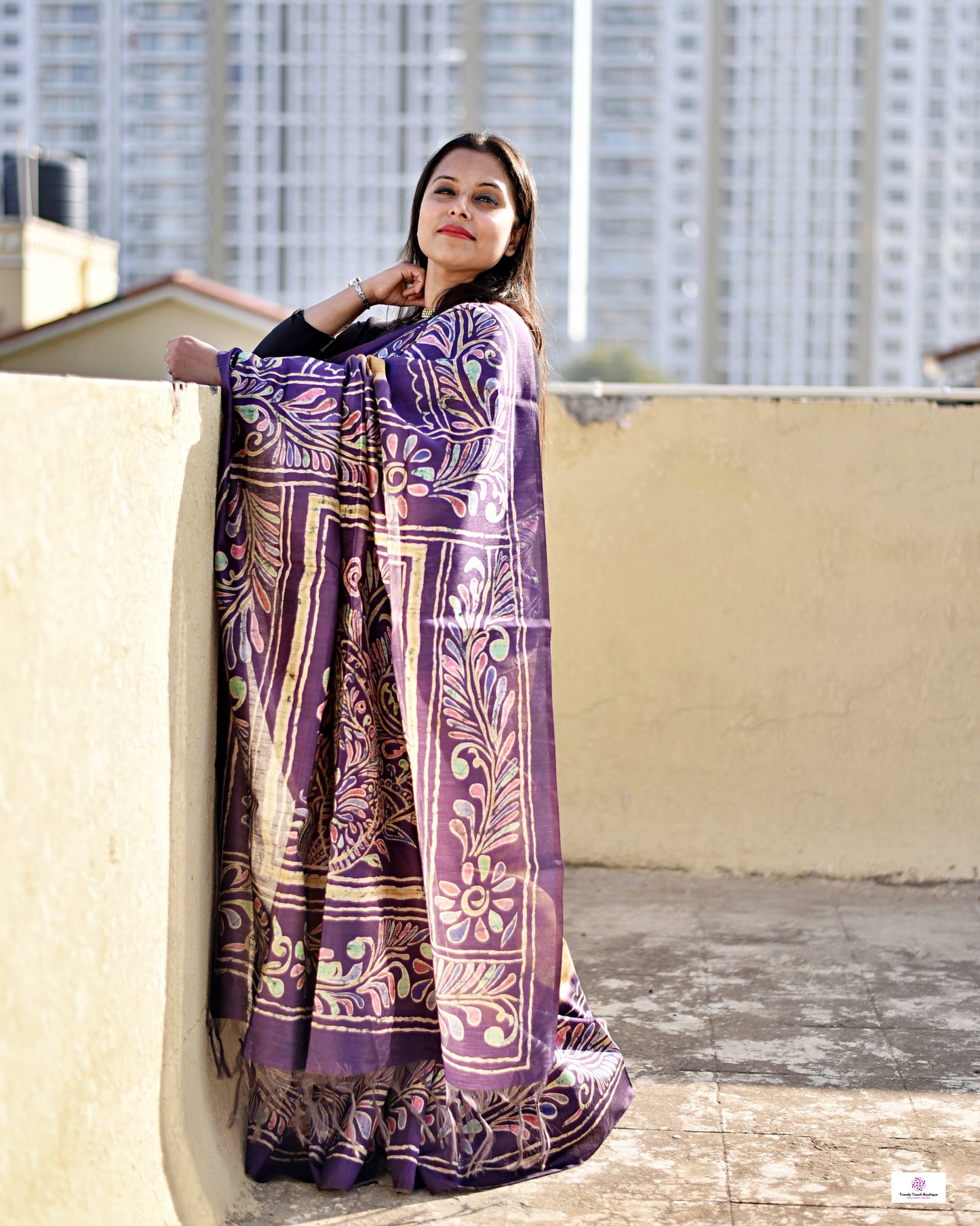 TULIKA - TULI BATIK (DIGITAL PRINT) - SEMI TUSSAR SILK SAREE