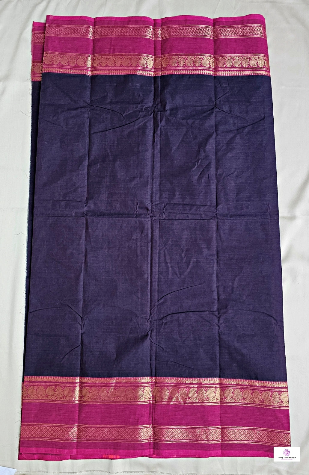 TRIPTI - CHETTINAD COTTON SAREE (MIDNIGHT BLUE & PINK)