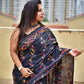 Kantha handembroidered designer black bangalore art lightweight silk saree with floral work for wedding functions and office events