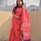 peach magenta silk cotton office wear formal wear sarees check pattern with blouse piece contrast best price online handloom