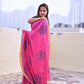 kantha handembroidered pink mulcotton saree with yellow tassel for office wear and casual outing wedding and special functions with blouse piece best price