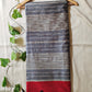 grey red handloom silk cotton office wear formal wear sarees check pattern with blouse piece contrast best price online