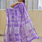  best summer handwoven handloom fabric handblock print organic slub linen saree violet lavender mauve purple color at best price online with blouse piece for office wear or everyday styling!