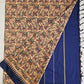 kalyani cotton gadwal kalamkari print peach blue saree with temple border is lightweight for office and special function with blouse piece best price