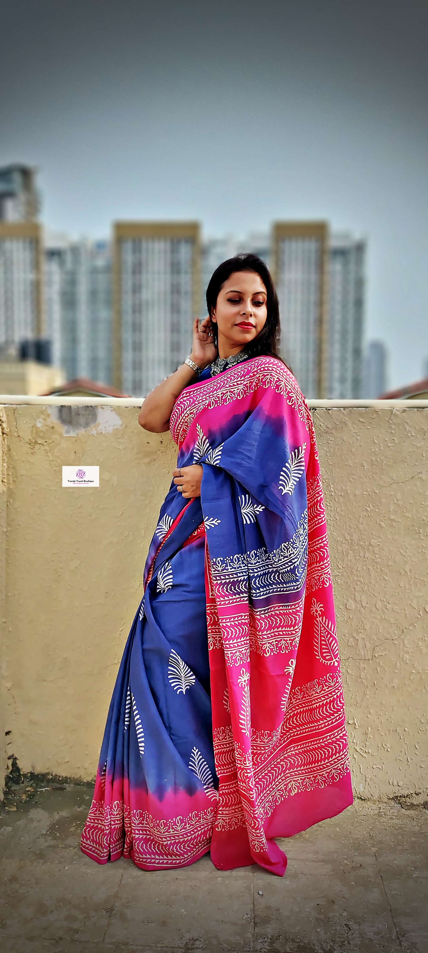 handblock print mulcotton saree best price 1799 online with blouse piece