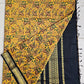 kalyani cotton gadwal kalamkari print yellow black saree lightweight for office and special function with blouse piece best price