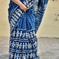 indigo blue handblock print mul cotton saree for summer office wear daily use saree best price