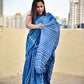 blue and white kantha handembroidered designer khesh khadi cotton handloom saree best summer fabric with blouse piece best price wedding functions