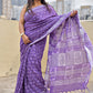  best summer handwoven handloom fabric handblock print organic slub linen saree violet lavender mauve purple color at best price online with blouse piece for office wear or everyday styling!