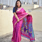 Kalkhetra design soft silk saree for cultural function family events post wedding celebrations special ocassions pink and blue with blouse piece best price