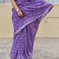  best summer handwoven handloom fabric handblock print organic slub linen saree violet lavender mauve purple color at best price online with blouse piece for office wear or everyday styling!