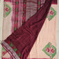 kantha handembroidered linen saree with maroon and beige tye and dye office wear or casual outing special events with blouse piece best price