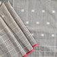 grey red handloom silk cotton office wear formal wear sarees check pattern with blouse piece contrast best price online