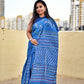 blue and white kantha handembroidered designer khesh khadi cotton handloom saree best summer fabric with blouse piece best price wedding functions