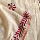 Kantha Phulkari handembroidery work Designer Khadi Tussar saree ivory color with maroon thread best price with blouse piece wedding function and casual celebrations and events