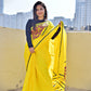 Handpainted designer cotton silk saree yellow haldi ceremony marriage function fresher farewell party summer saree best price