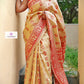 Baluchari silk offers online Baluchari Silk saree beige chandan ivory red traditional silk rama sita motif wedding function party wear celebration affordable price online with blouse piece