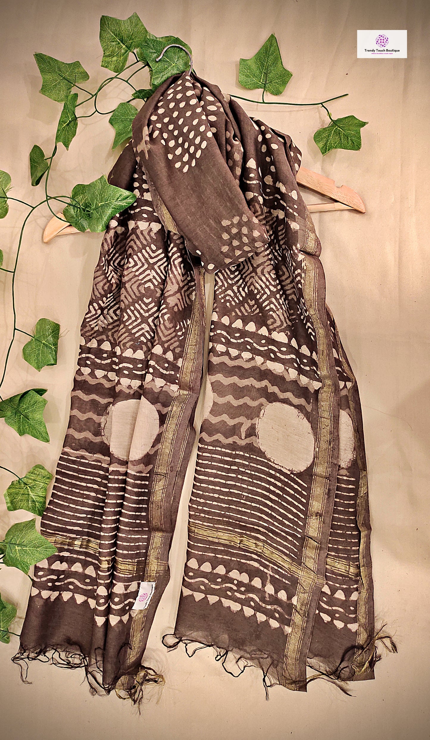 ASHLEY - HANDBLOCK PRINT- CHANDERI SILK DUPATTA