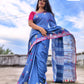 kutch work linen cotton summer wear sarees for office and special occasion lightweight blue pink color with contrast blouse piece only summer weddings best price