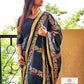 Handpainted black chanderi silk dupatta for special celebration and gifting