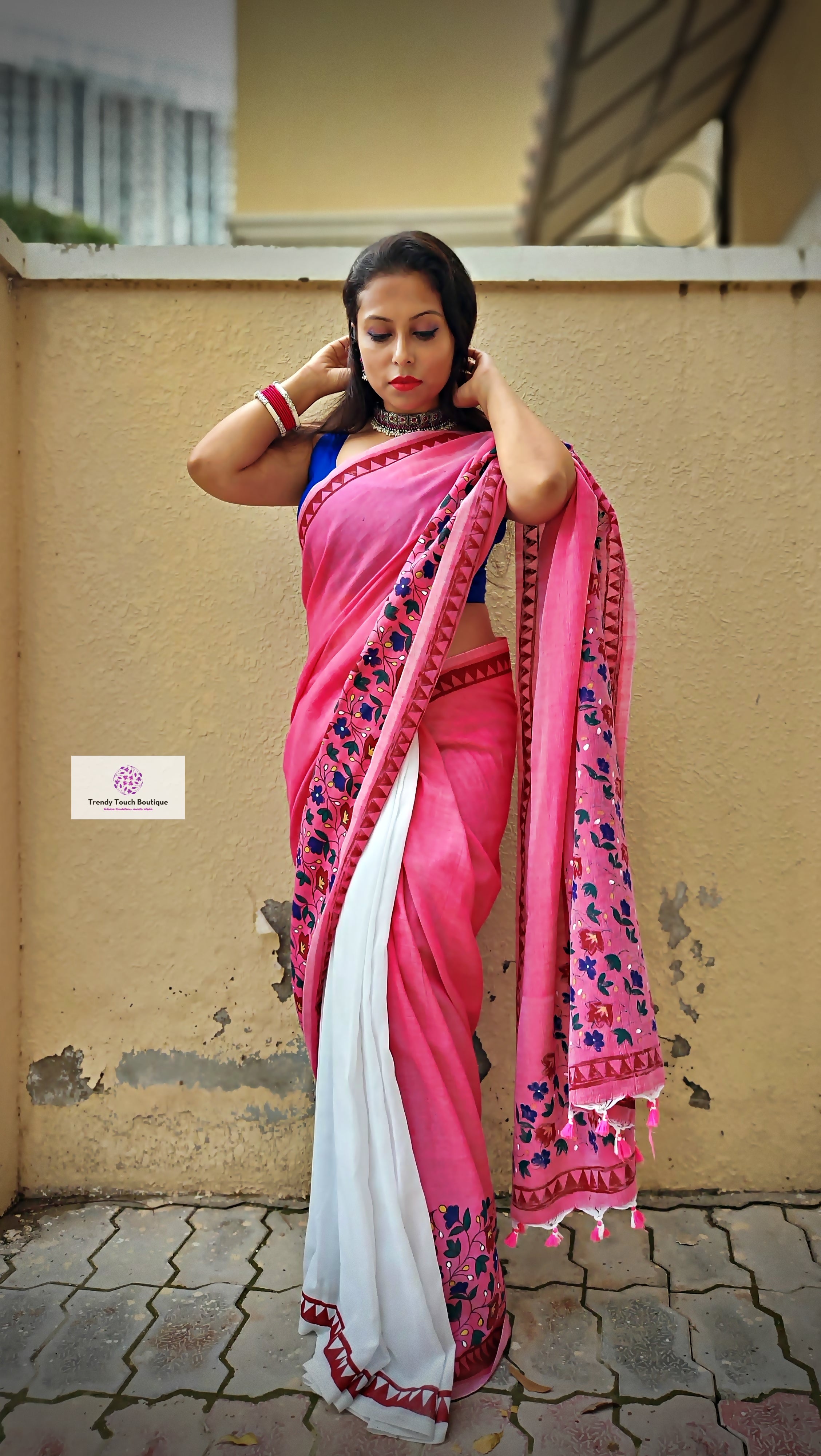 Handloom Cotton with Dual Striped Woven Palla – Amrapali Boutique