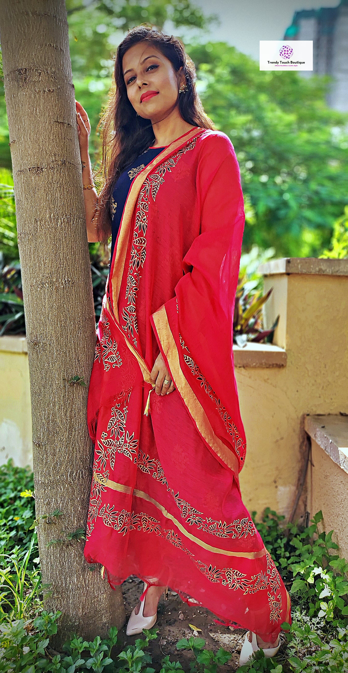 I LOVE PINK - HAND-PAINTED - CHANDERI SILK COTTON - MADE TO ORDER