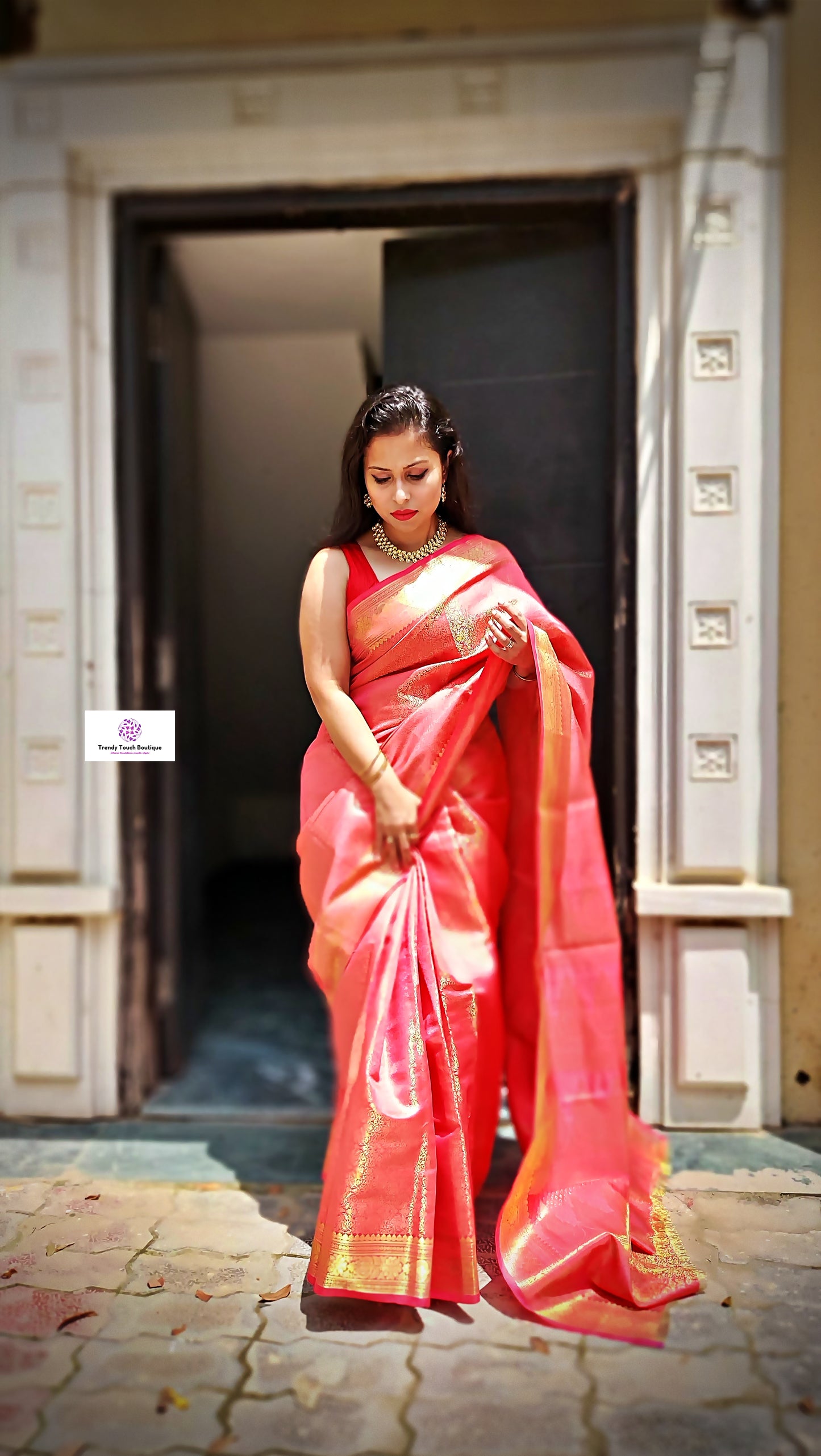 GLAMMING IN RED -  SILK COTTON SAREE