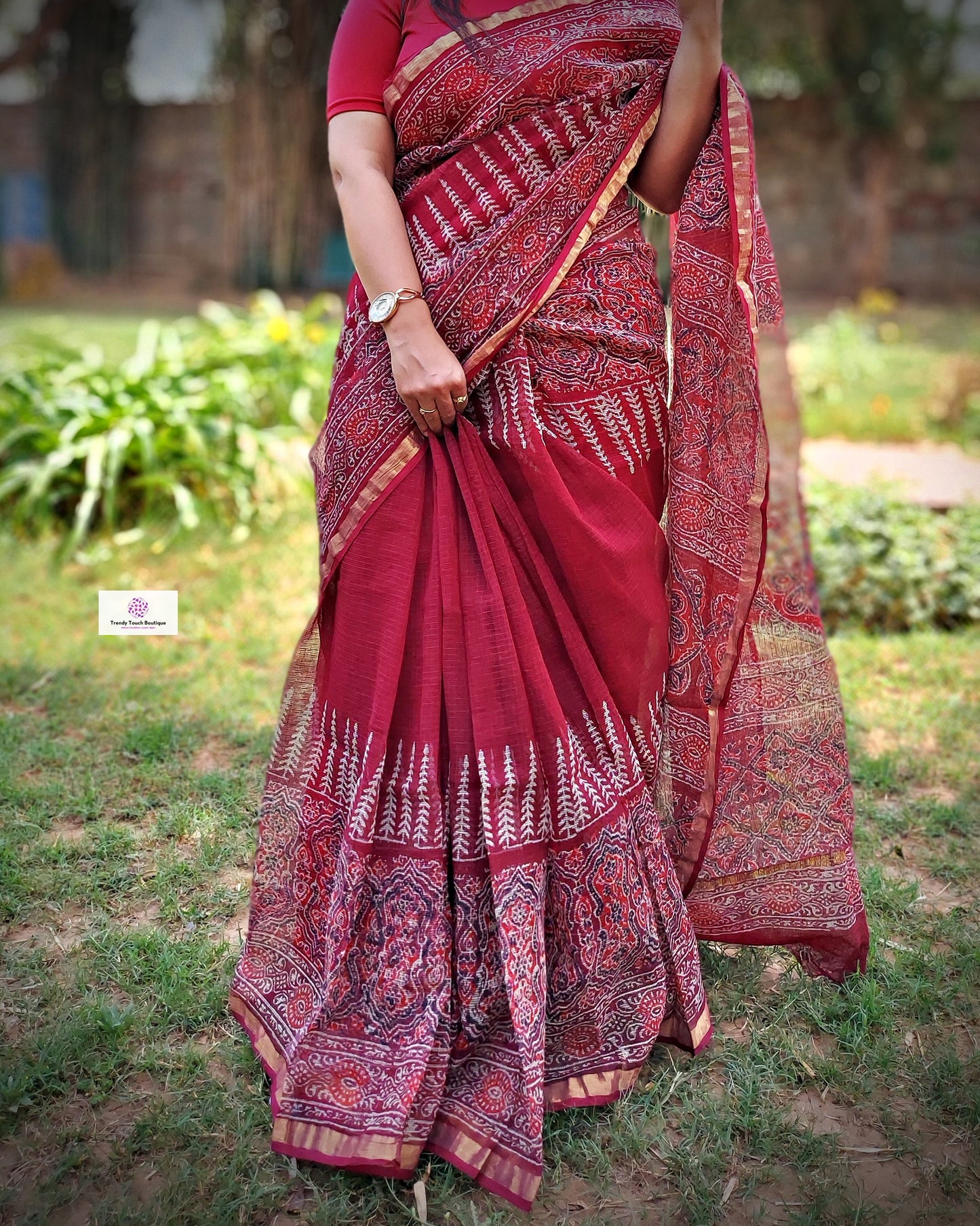 SMILE - HANDBLOCK PRINT - KOTA DORIA SAREE