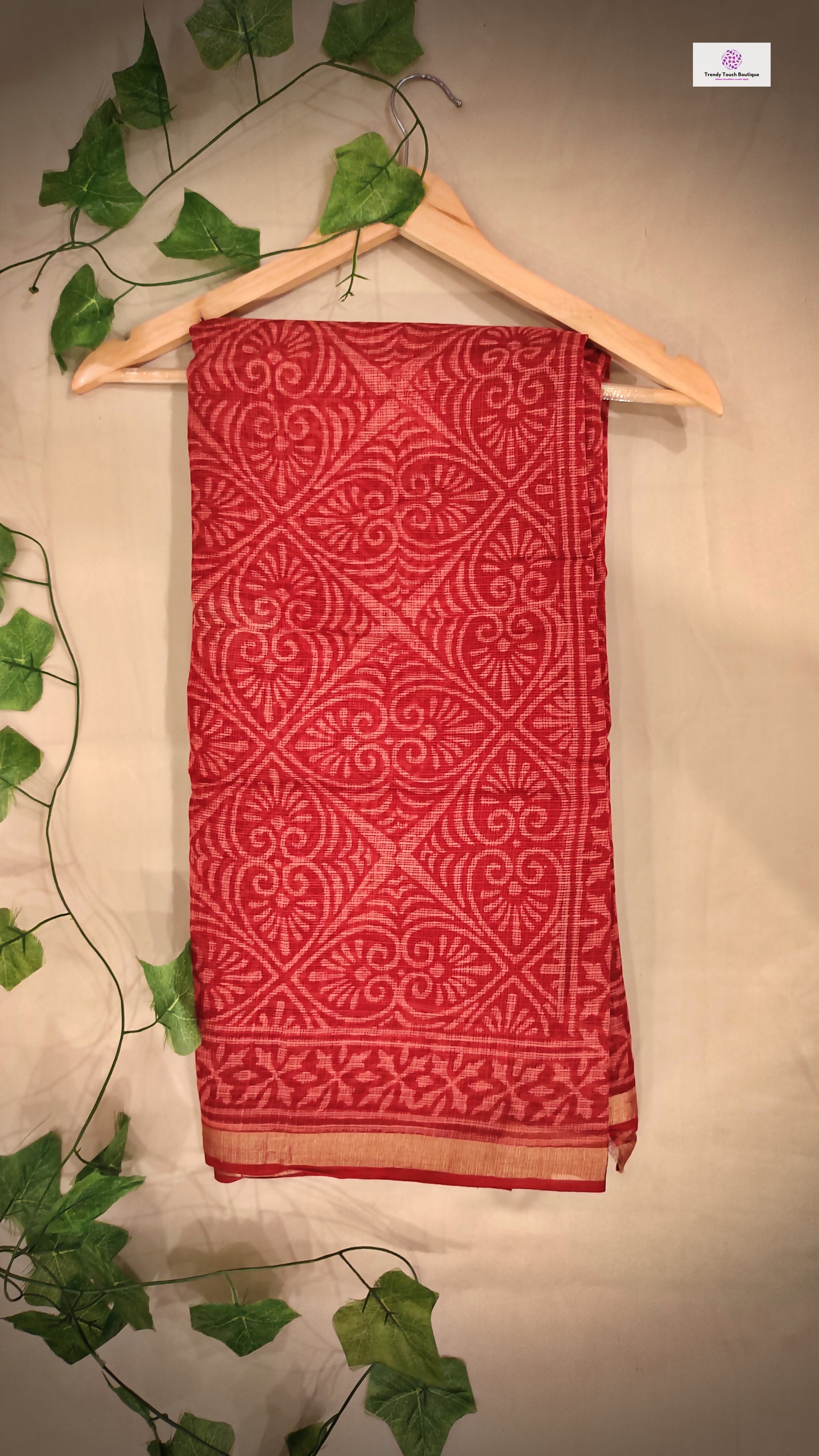 Organic Kota Doria Saree Handblock print in natural dye red soft best summer saree for office and casual outing best price with blouse piece