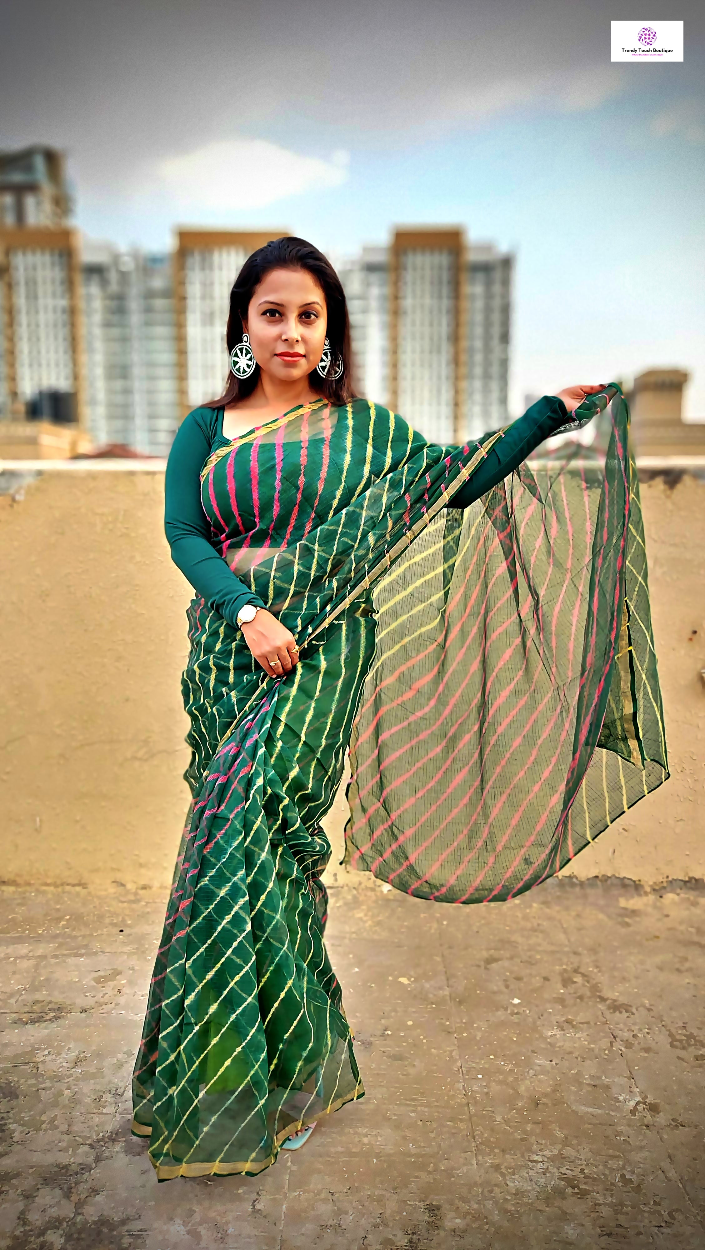 Kota Leheriya Saree - Blue – Tamara