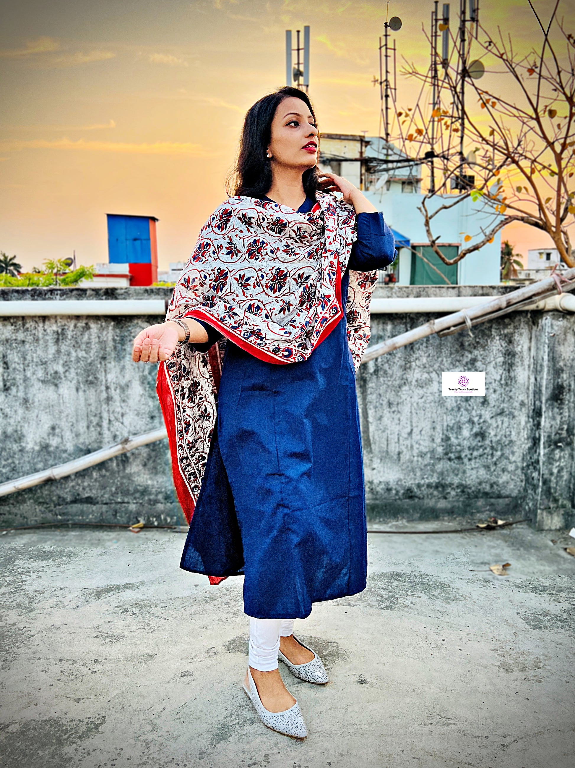 Mulcotton blue red white floral prints handblock print dupattas for everyday summer kurti pairing for office and college wardrobe needs, best price, summer sale!