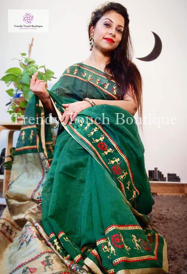 Chanderi Cotton Print Saree Designer Party Ware saree Cotton Silk Sari  Causal 56 | eBay